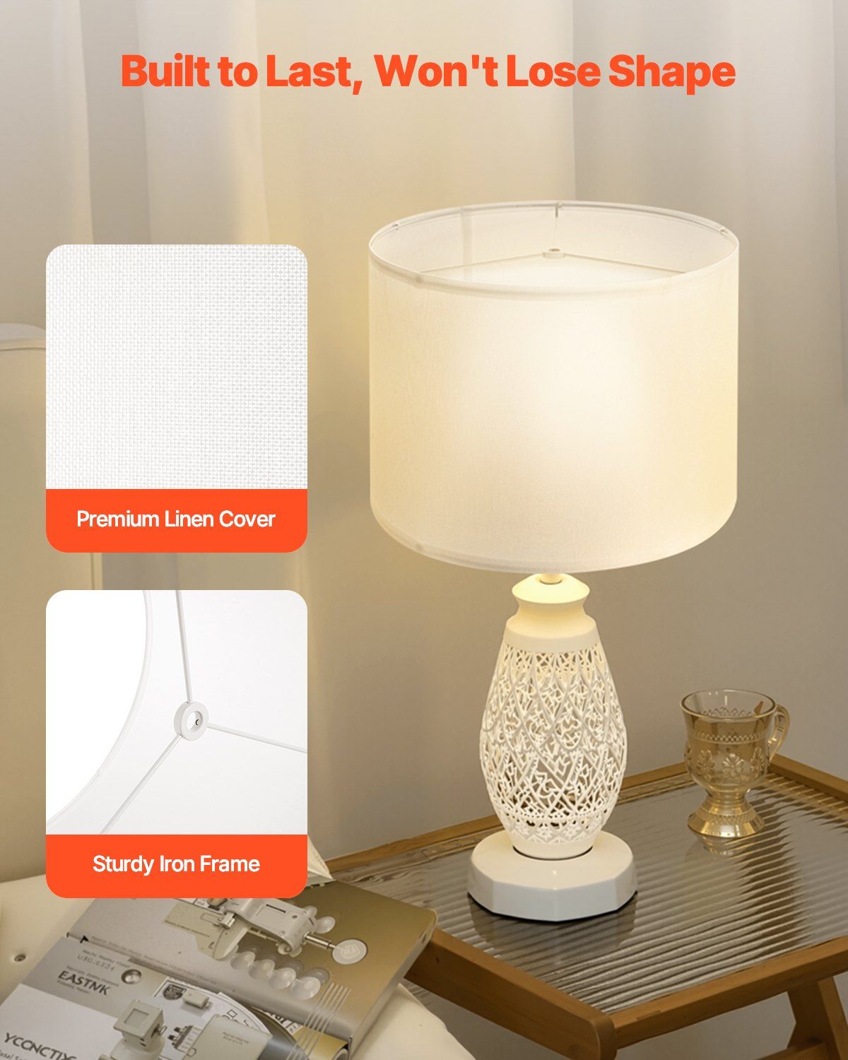 Drum Lamp Shade, 33 cm Top x 33 cm Bottom x 25 cm High, Medium Drum Linen Lampshade, Replacement Lamp Shade V952-YZXDZ1310INCNX6T6001V0