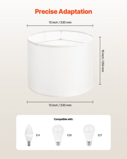 Drum Lamp Shade, 33 cm Top x 33 cm Bottom x 25 cm High, Medium Drum Linen Lampshade, Replacement Lamp Shade V952-YZXDZ1310INCNX6T6001V0