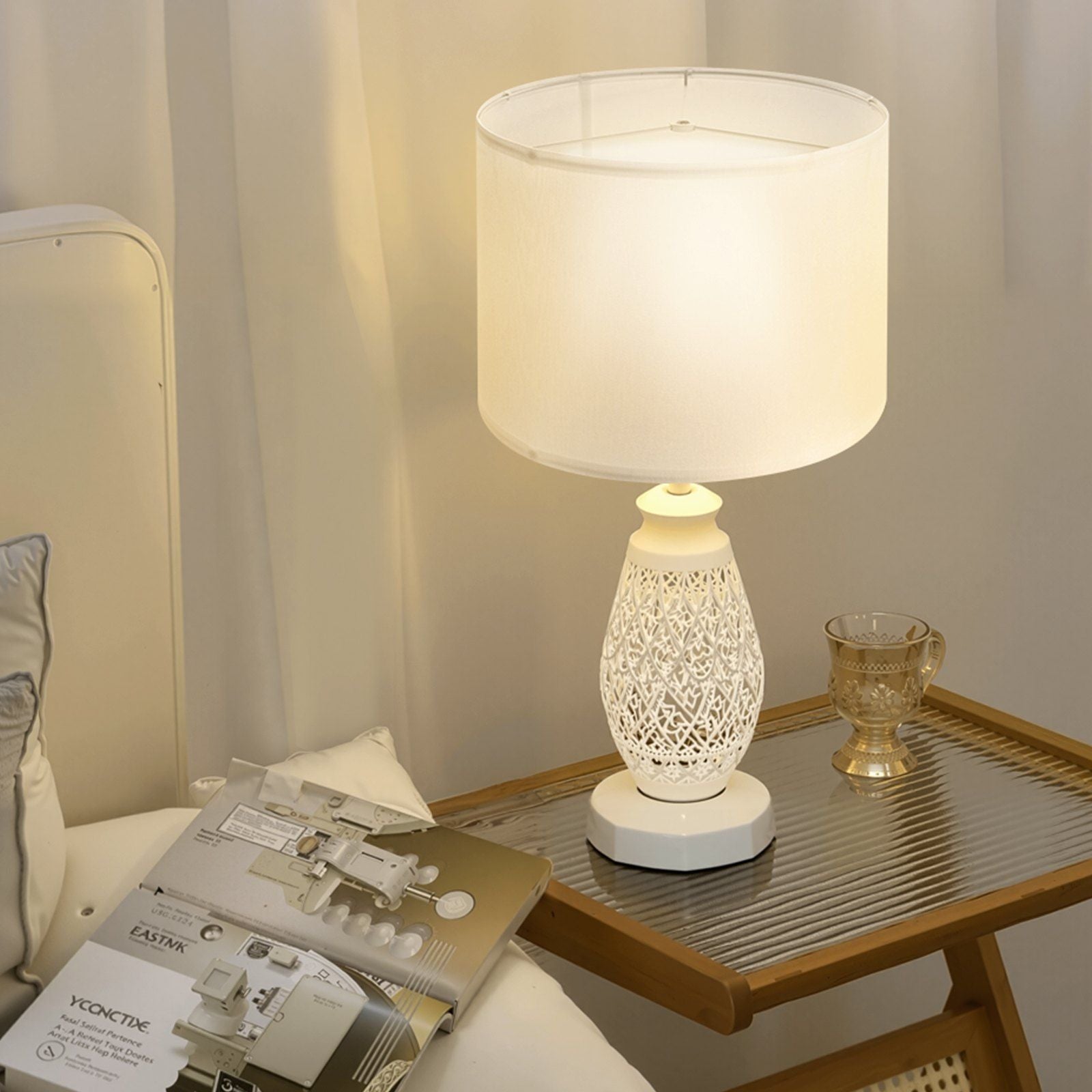 Drum Lamp Shade, 33 cm Top x 33 cm Bottom x 25 cm High, Medium Drum Linen Lampshade, Replacement Lamp Shade V952-YZXDZ1310INCNX6T6001V0