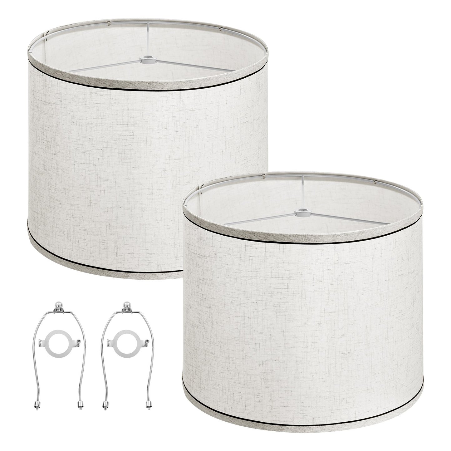 Lamp Shade 2 Set, 29 cm Top x 32 cm Bottom x 24.5 cm High (Spider Fitter), Medium Lampshade with Harp, V952-YZXDZ131110IP0KMC001V0