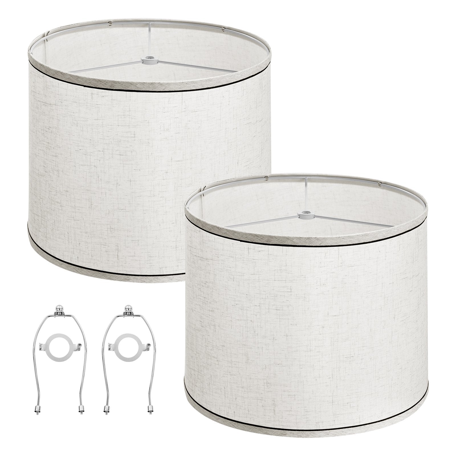 Lamp Shade 2 Set, 29 cm Top x 32 cm Bottom x 24.5 cm High (Spider Fitter), Medium Lampshade with Harp, V952-YZXDZ131110IP0KMC001V0