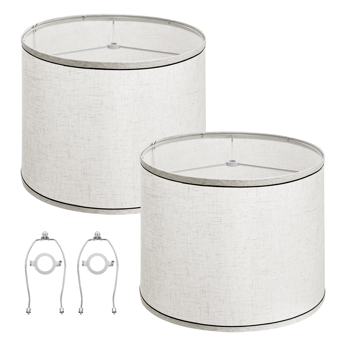Lamp Shade 2 Set, 29 cm Top x 32 cm Bottom x 24.5 cm High (Spider Fitter), Medium Lampshade with Harp, V952-YZXDZ131110IP0KMC001V0