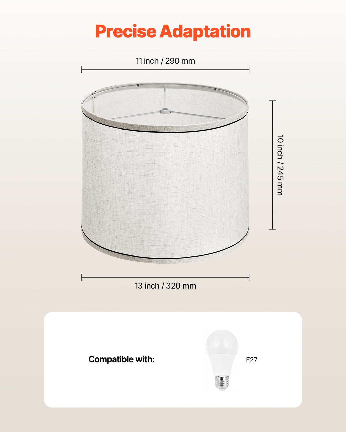 Lamp Shade 2 Set, 29 cm Top x 32 cm Bottom x 24.5 cm High (Spider Fitter), Medium Lampshade with Harp, V952-YZXDZ131110IP0KMC001V0