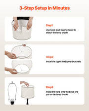 Lamp Shade 2 Set, 29 cm Top x 32 cm Bottom x 24.5 cm High (Spider Fitter), Medium Lampshade with Harp, V952-YZXDZ131110IP0KMC001V0