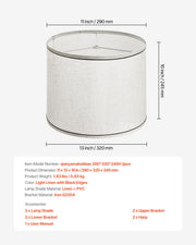 Lamp Shade 2 Set, 29 cm Top x 32 cm Bottom x 24.5 cm High (Spider Fitter), Medium Lampshade with Harp, V952-YZXDZ131110IP0KMC001V0