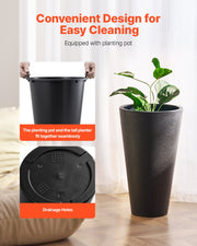 Tall Planter, Set of 2 Tall Round Tapered Planters, 59 cm Large Modern Gardening and Flower Plastic Pots, V952-YZXHS24YCBDT499PJV0