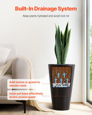 Tall Planter, Set of 2 Tall Round Tapered Planters, 59 cm Large Modern Gardening and Flower Plastic Pots, V952-YZXHS24YCBDT499PJV0