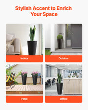 Tall Planter, Set of 2 Tall Round Tapered Planters, 59 cm Large Modern Gardening and Flower Plastic Pots, V952-YZXHS24YCBDT499PJV0