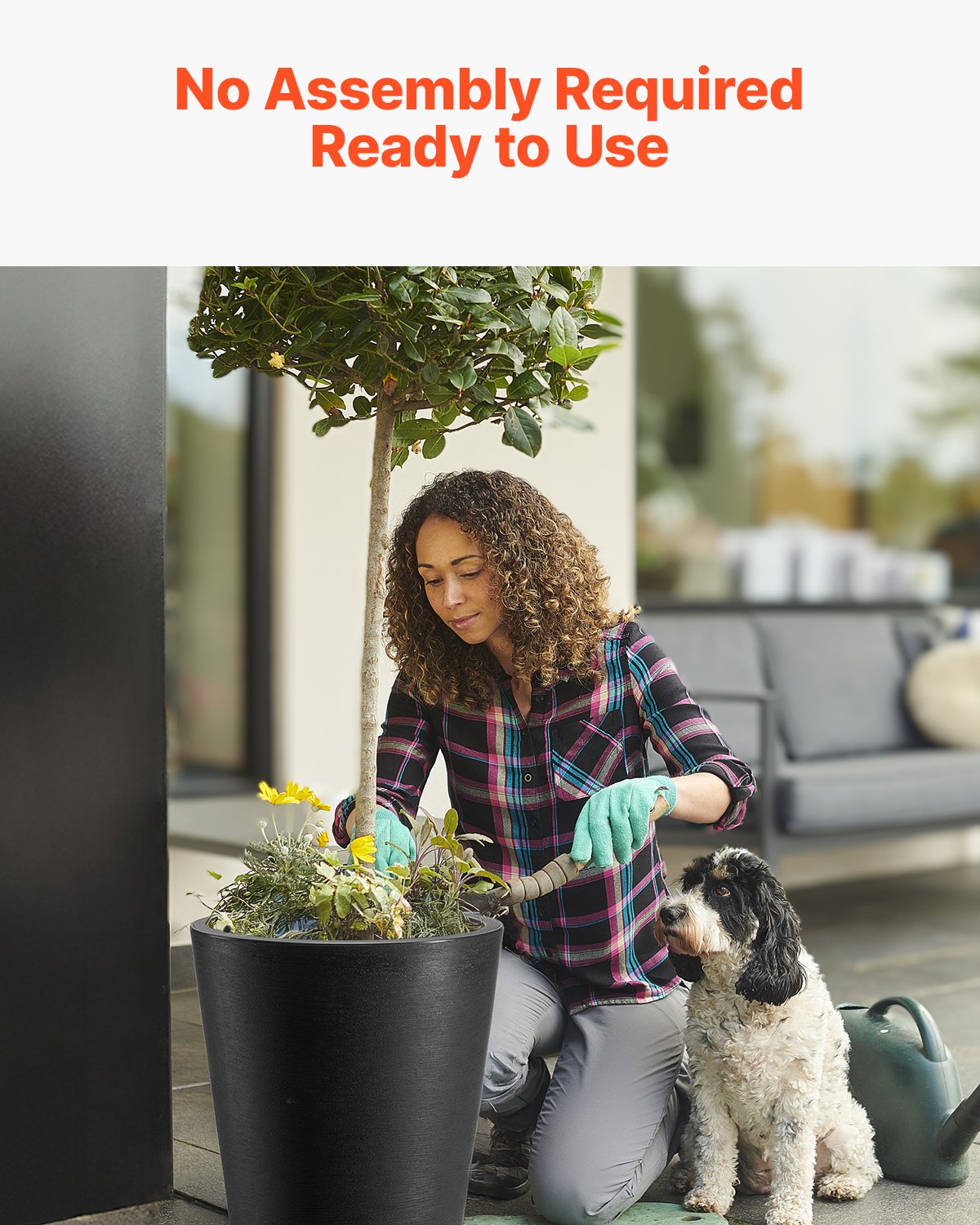 Tall Planter, Set of 2 Tall Round Tapered Planters, 59 cm Large Modern Gardening and Flower Plastic Pots, V952-YZXHS24YCBDT499PJV0