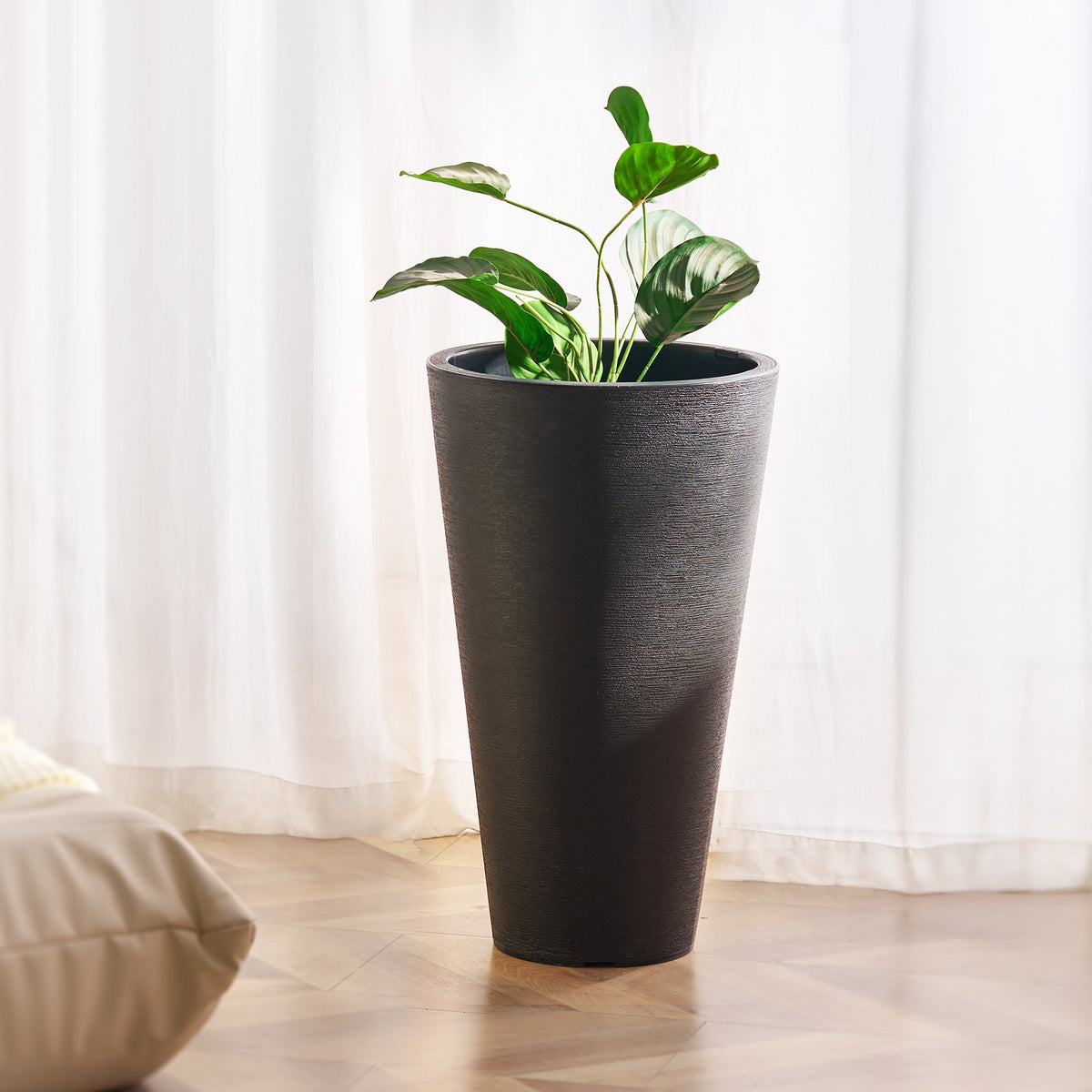Tall Planter, Set of 2 Tall Round Tapered Planters, 59 cm Large Modern Gardening and Flower Plastic Pots, V952-YZXHS24YCBDT499PJV0