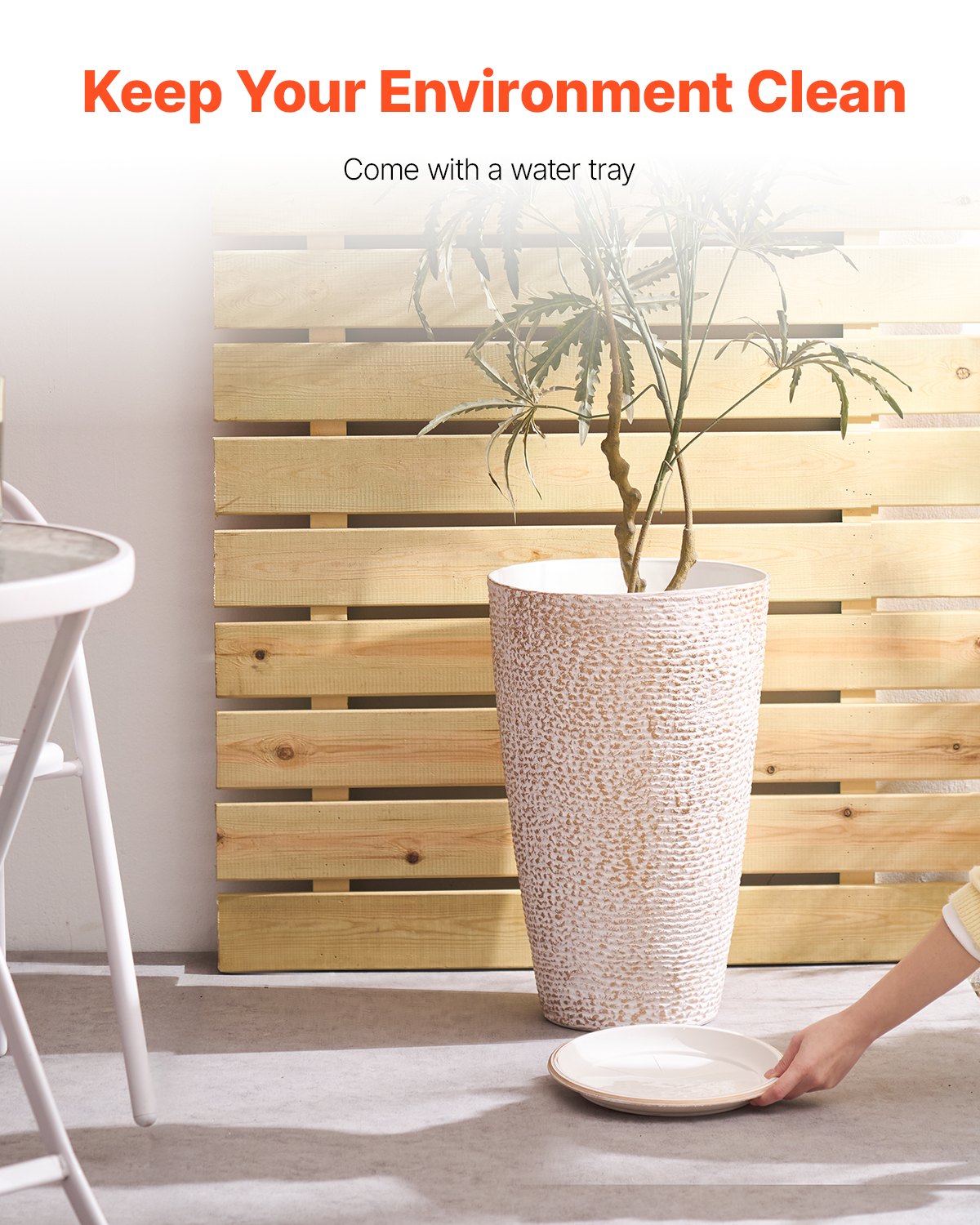 Tall Planter Set of 2 Round Tapered Plant Pots 53 cm for Outdoor Indoor V952-YZXMS21YCDTPKF8OSV0