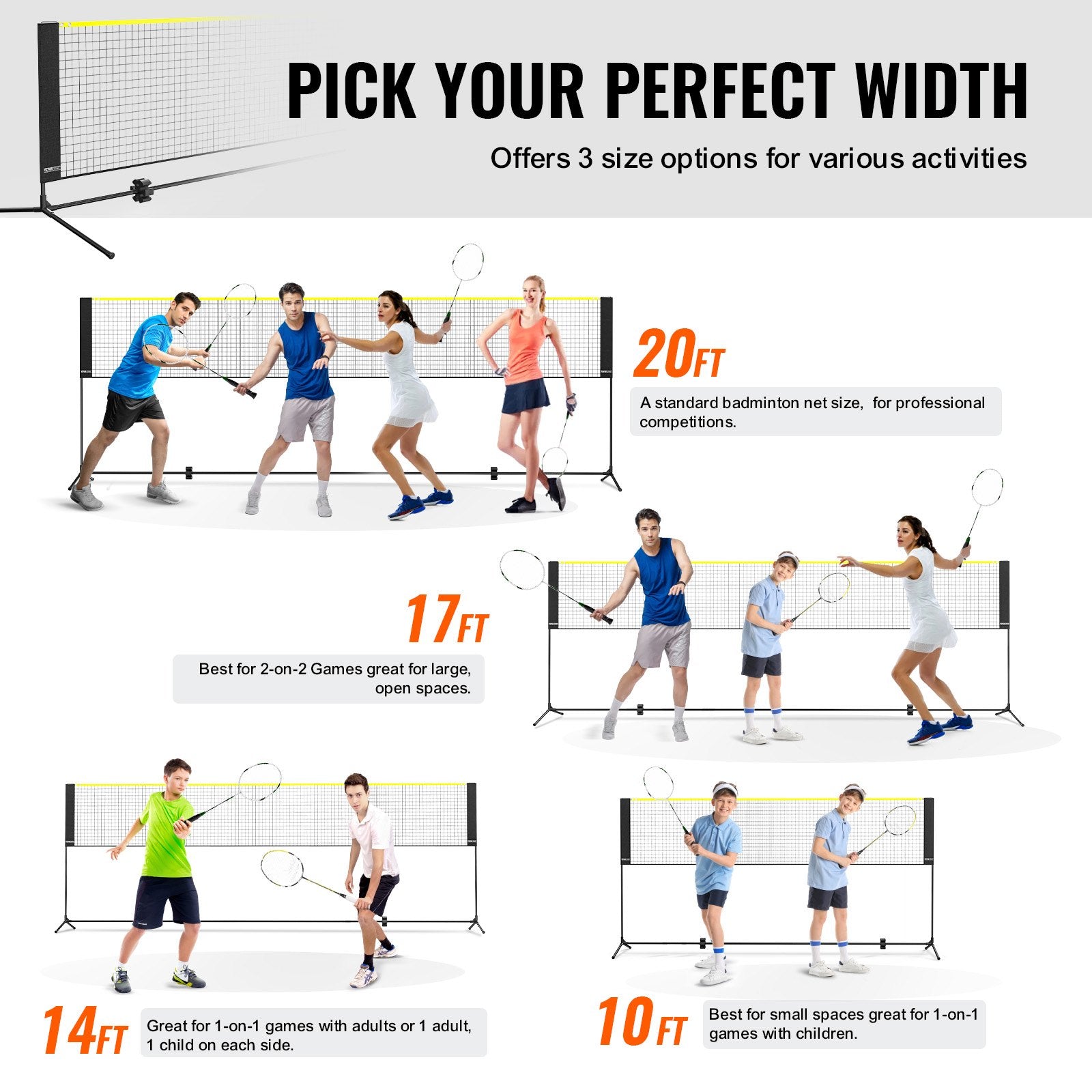 Badminton Net, Height Adjustable Volleyball Net, 17ft Wide Foldable Pickleball Net, Portable Easy Setup V952-ZCGDZYMQW172IS8ZSV0