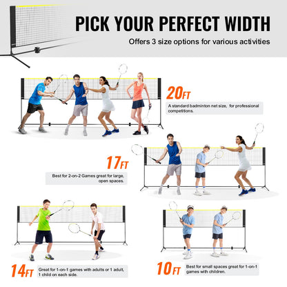 Badminton Net, Height Adjustable Volleyball Net, 17ft Wide Foldable Pickleball Net, Portable Easy Setup V952-ZCGDZYMQW172IS8ZSV0