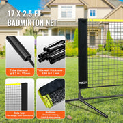 Badminton Net, Height Adjustable Volleyball Net, 17ft Wide Foldable Pickleball Net, Portable Easy Setup V952-ZCGDZYMQW172IS8ZSV0