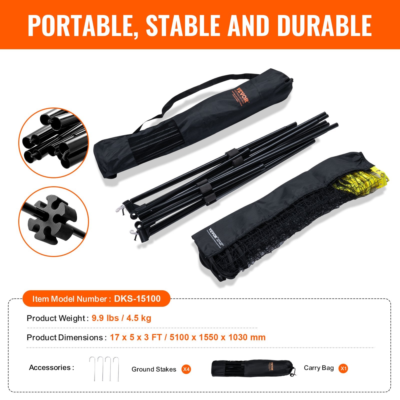 Badminton Net, Height Adjustable Volleyball Net, 17ft Wide Foldable Pickleball Net, Portable Easy Setup V952-ZCGDZYMQW172IS8ZSV0