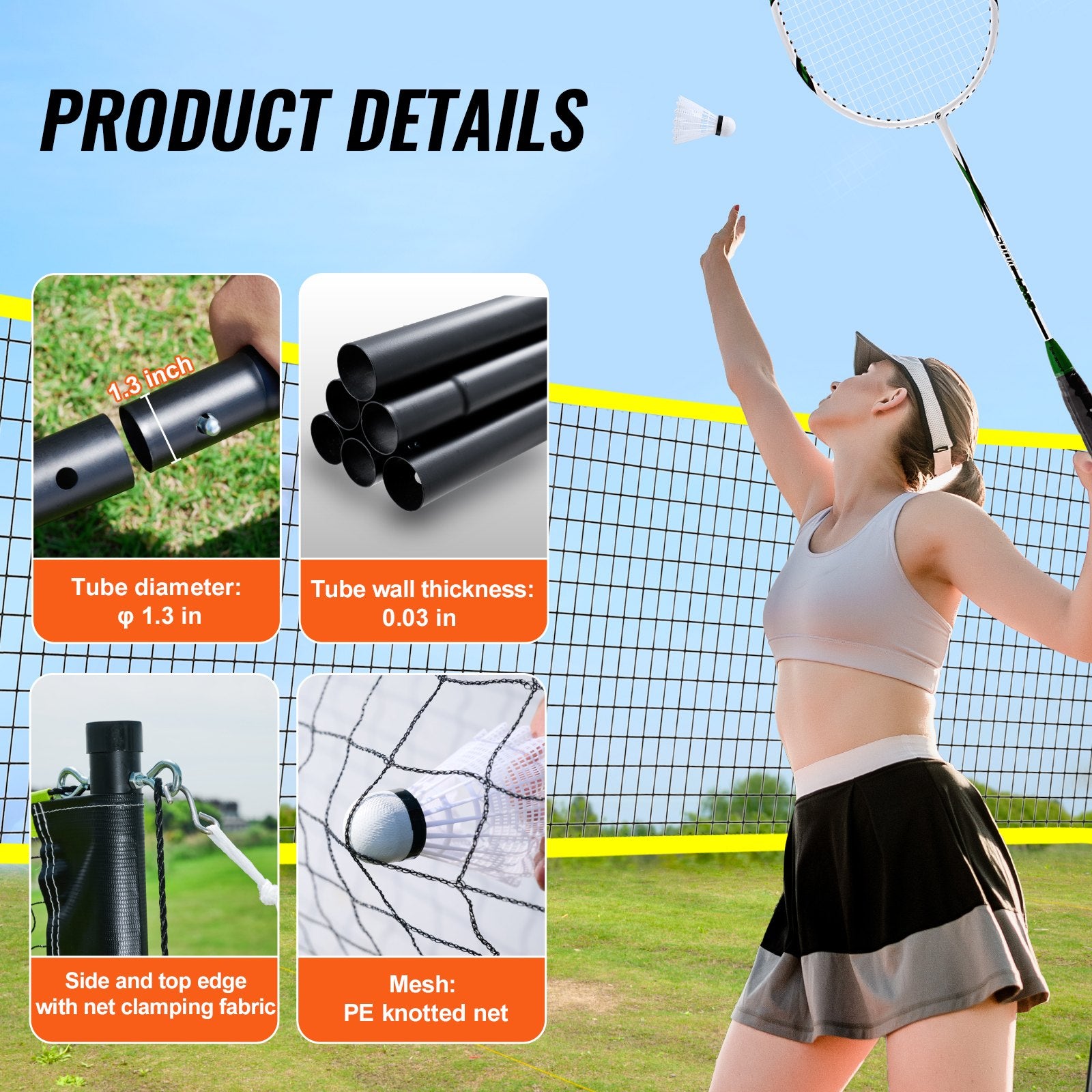 Badminton Net Set, Outdoor Backyard Beach Park Badminton Net, Portable Badminton Equipment Set, Adults Kids V952-ZCGSSYMQW2026MC61V0