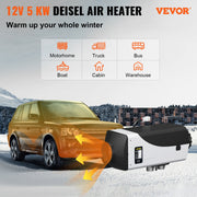 5KW Diesel Air Heater 10L Tank Diesel Heater 12V Diesel Parking Heater Muffler with LCD Thermostat and Remote V952-ZCJRQ12V5KW51JT01V0