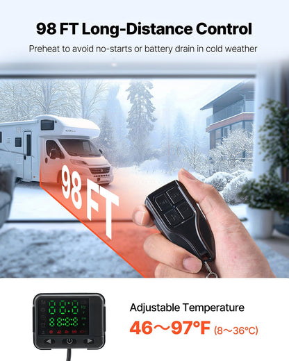 Diesel Air Heater, 8 kW DC12-24V, Fast Heating Diesel Parking Heater with Remote Control and Color Digital V952-ZCJRQDC12V8K046TQ001V9