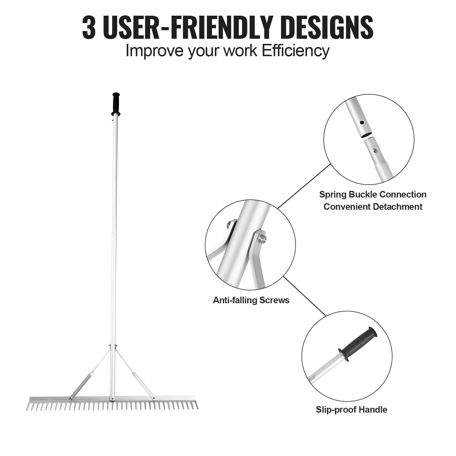 Landscape Rake, 915mm Head Aluminum Landscape Rake, Lake Weed Rake with 1915mm Long Handle, for Loosening V952-ZCLQPLHJ36INUFPURV0