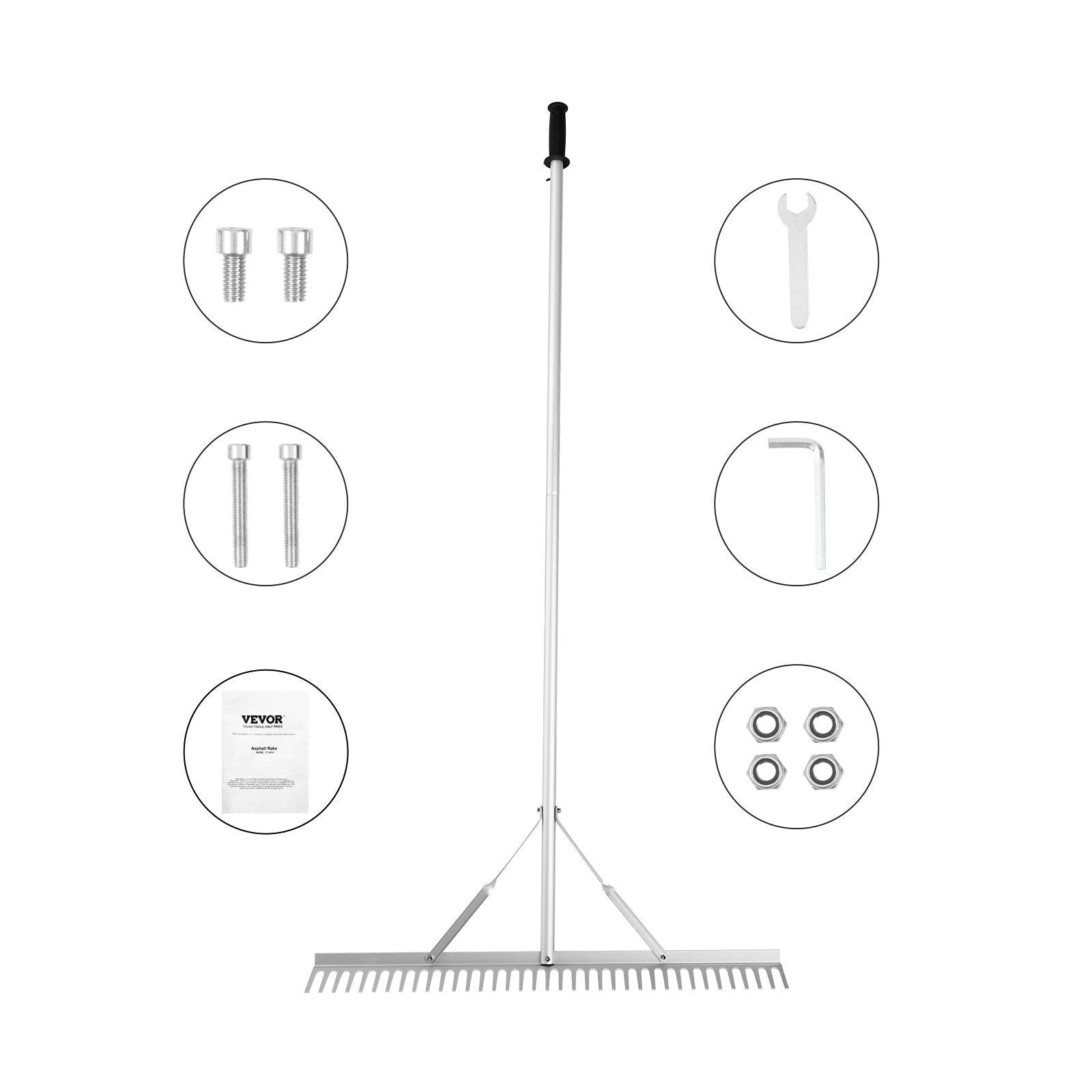 Landscape Rake, 915mm Head Aluminum Landscape Rake, Lake Weed Rake with 1915mm Long Handle, for Loosening V952-ZCLQPLHJ36INUFPURV0