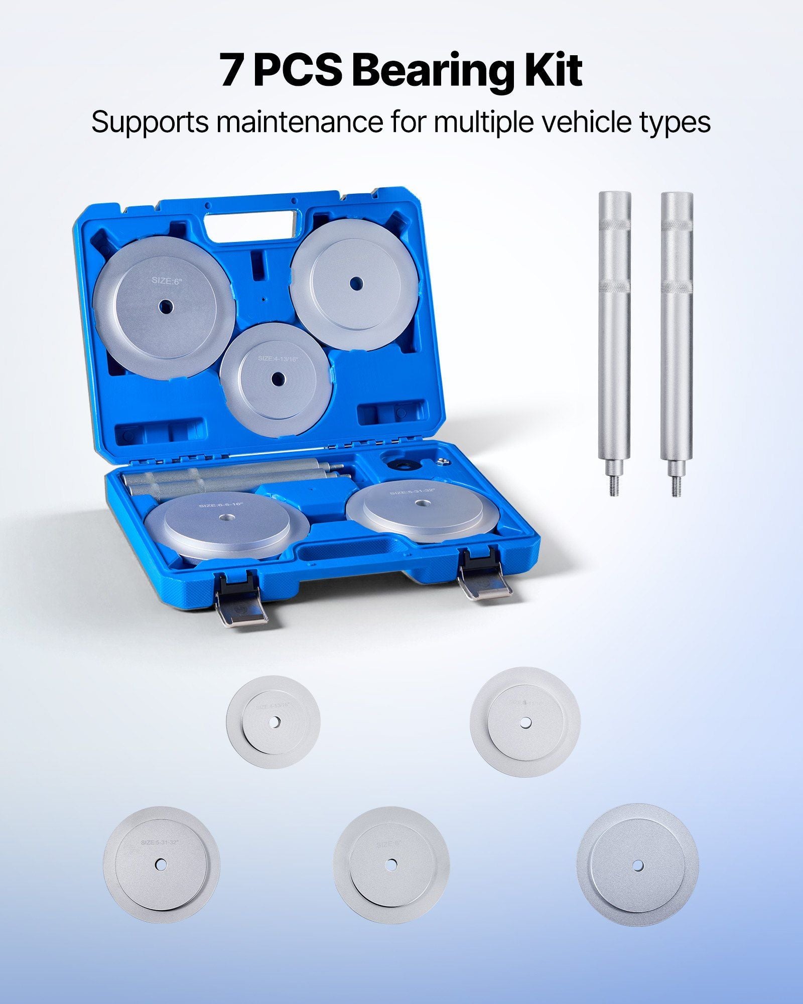Bearing Press Kit, 7 Pcs, Bearing Race and Seal Driver Set with 5 Bushings, Handle Shaft and Extension Rod, V952-ZCTJ7JTLHJFHBMJ2Q001V0