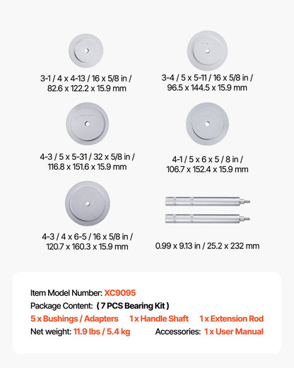 Bearing Press Kit, 7 Pcs, Bearing Race and Seal Driver Set with 5 Bushings, Handle Shaft and Extension Rod, V952-ZCTJ7JTLHJFHBMJ2Q001V0