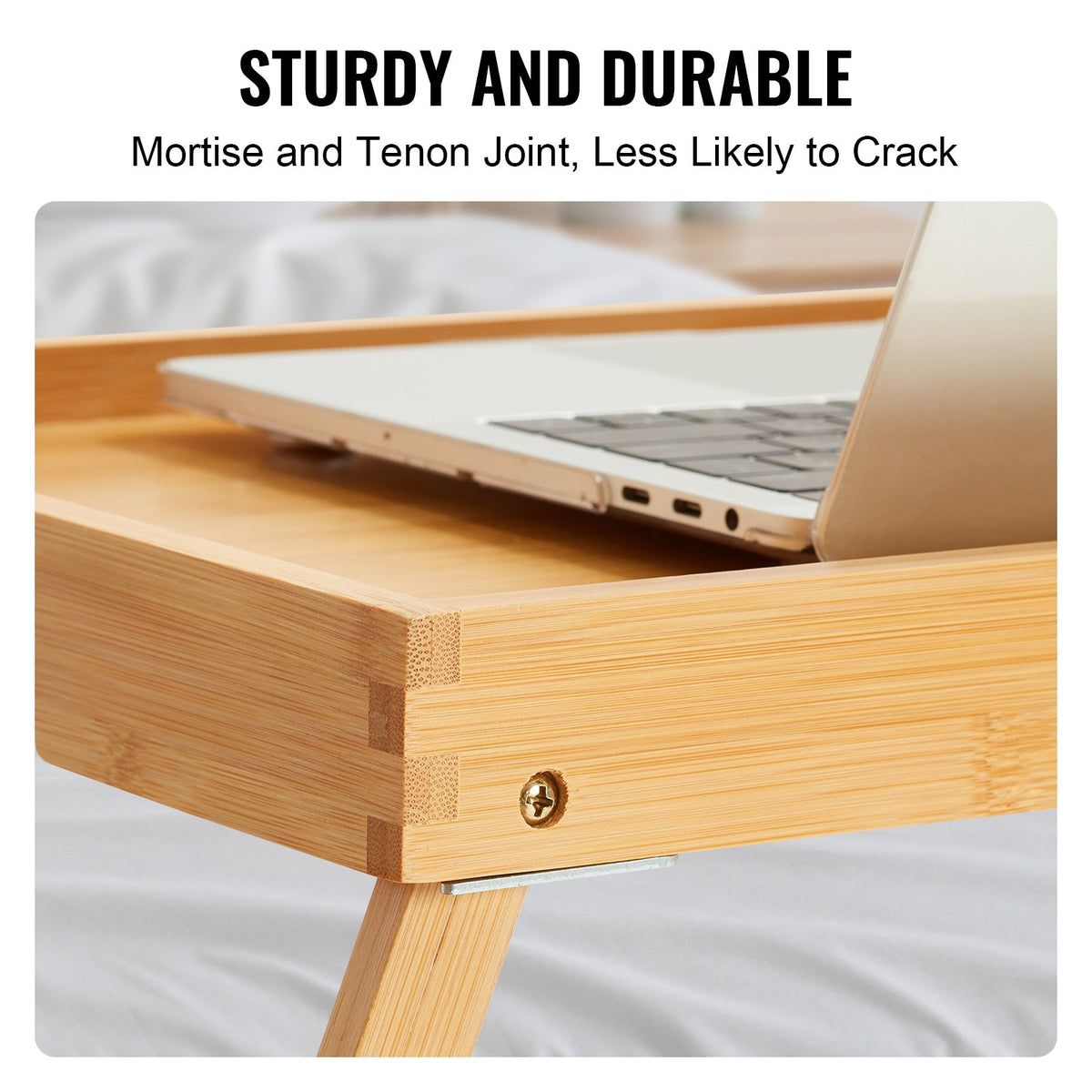 Bed Tray Table with Foldable Legs, Bamboo Breakfast Tray for Sofa, Bed, Eating, Snacking, and Working, V952-ZCTP1JT1581142XUSV0