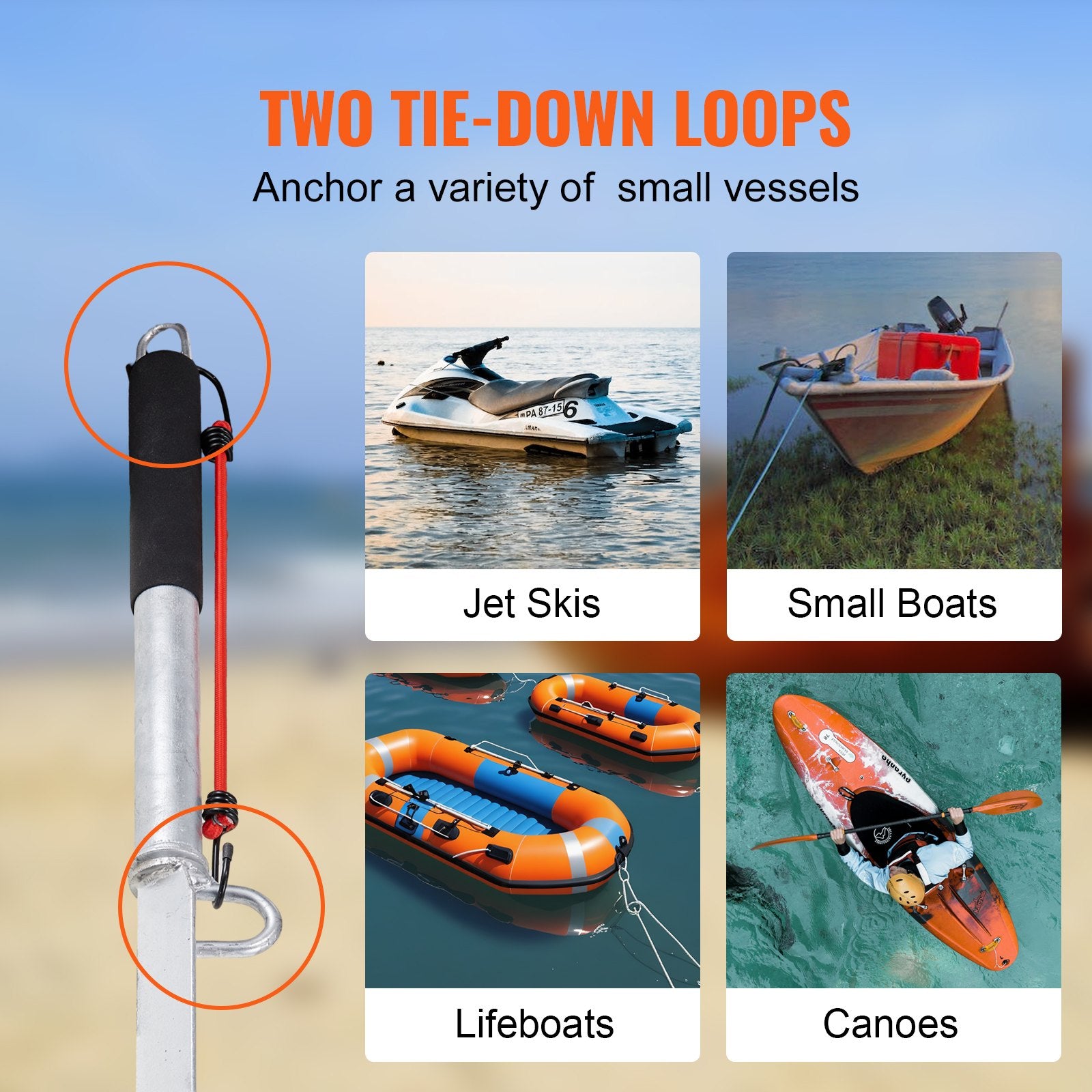 Sand Spike Boat Anchor Pole, 36" Galvanized Carbon Steel Slide Anchor Shore Spike, Self-Hammering Beach Spike V952-ZCXCSMDXG36YOMSMVV0