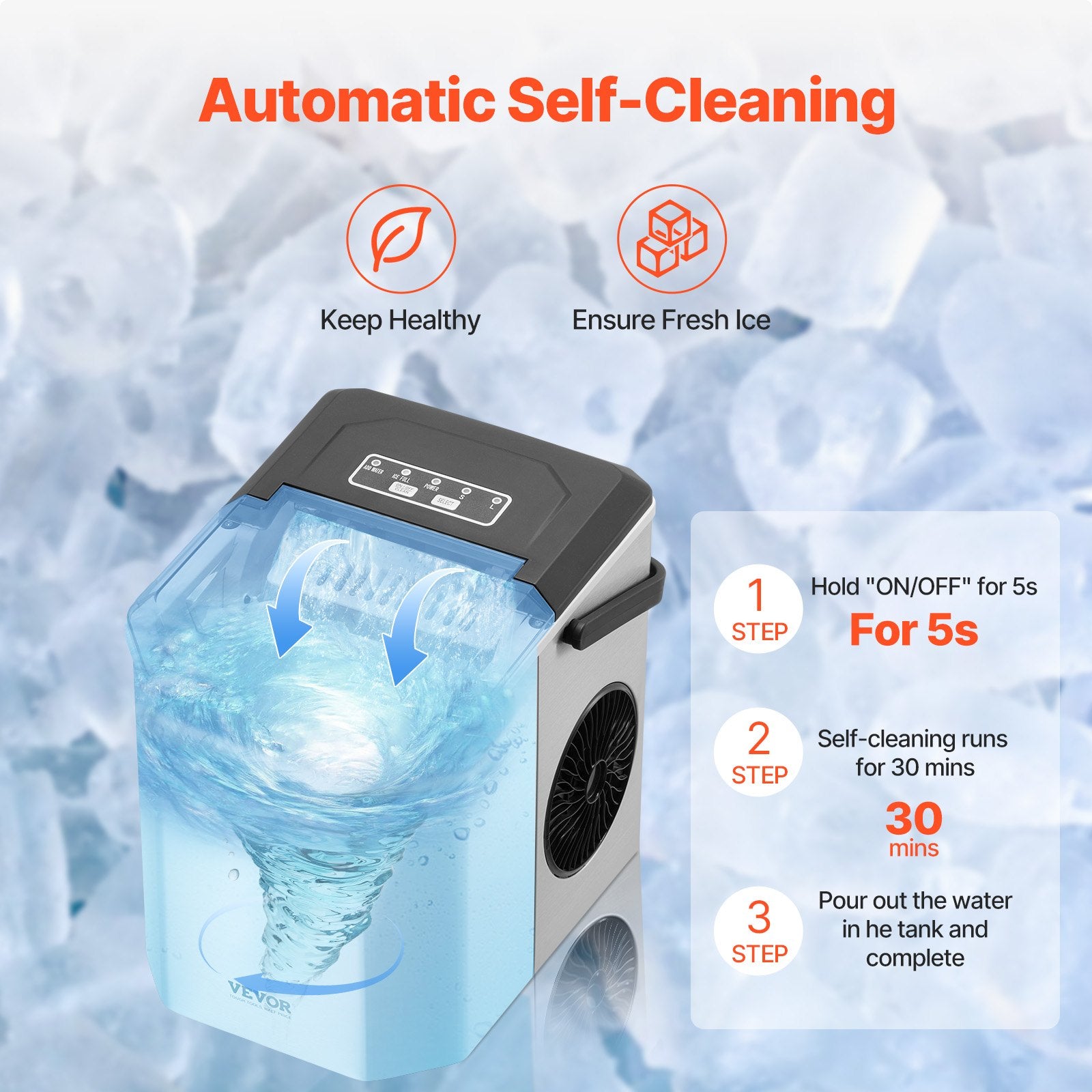 Portable Countertop Ice Maker 26Lbs/24H Self-Cleaning with Scoop Basket V952-ZDBTMSZBJMIN1R5BMV3