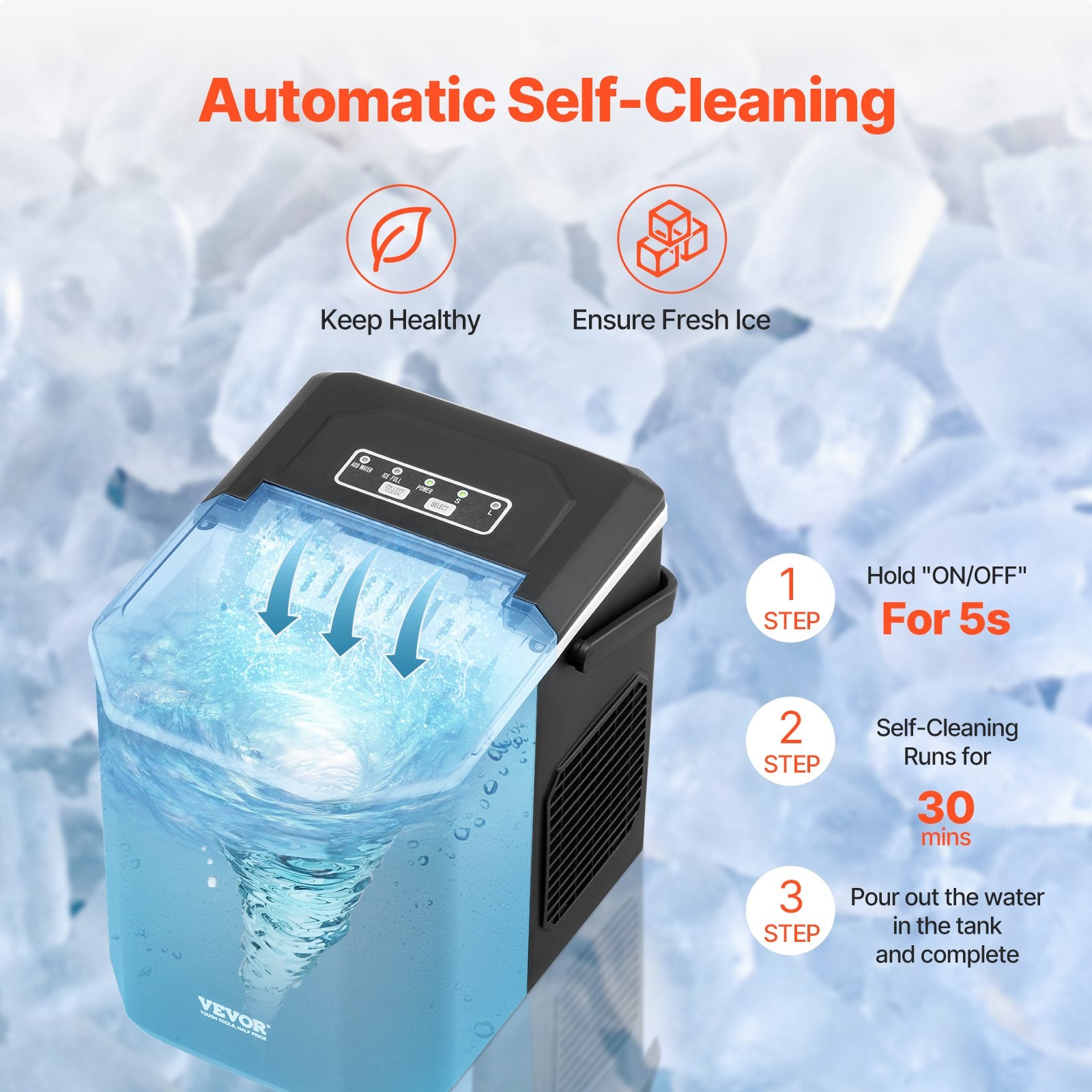 Portable Countertop Ice Maker 26Lbs/24H Self-Cleaning with Scoop Basket V952-ZDBTMSZBJMIN27PNEV3