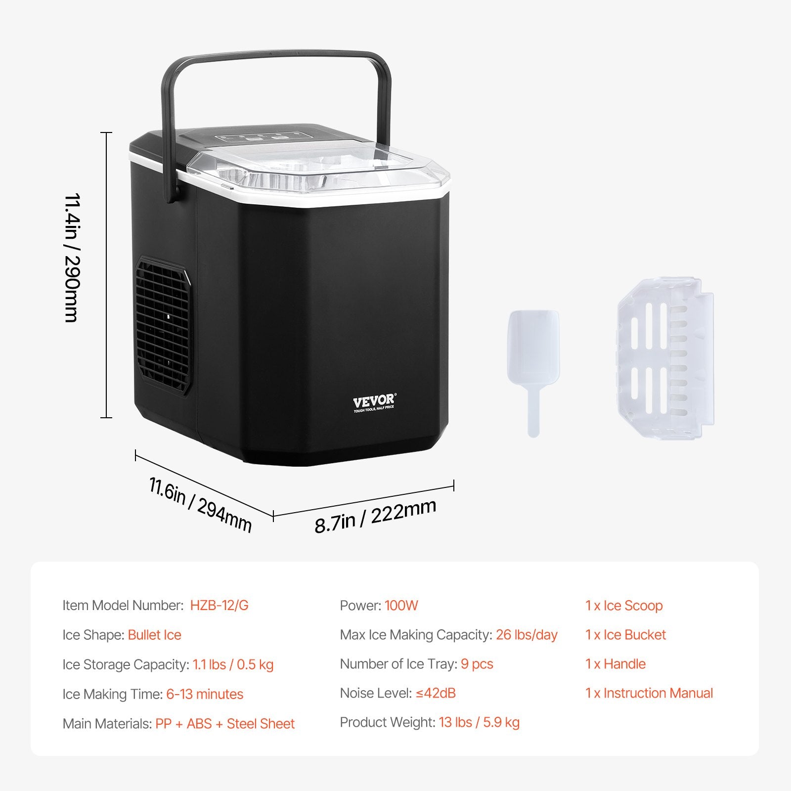 Portable Countertop Ice Maker 26Lbs/24H Self-Cleaning with Scoop Basket V952-ZDBTMSZBJMIN27PNEV3
