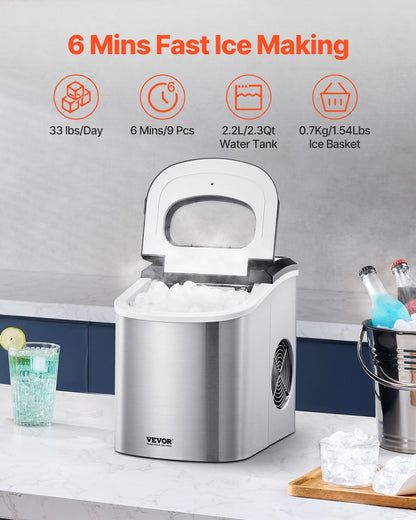 Portable Countertop Ice Maker 33Lbs/24H Self-Cleaning with Scoop Basket V952-ZDBTMSZBJTSBYTG9FV3