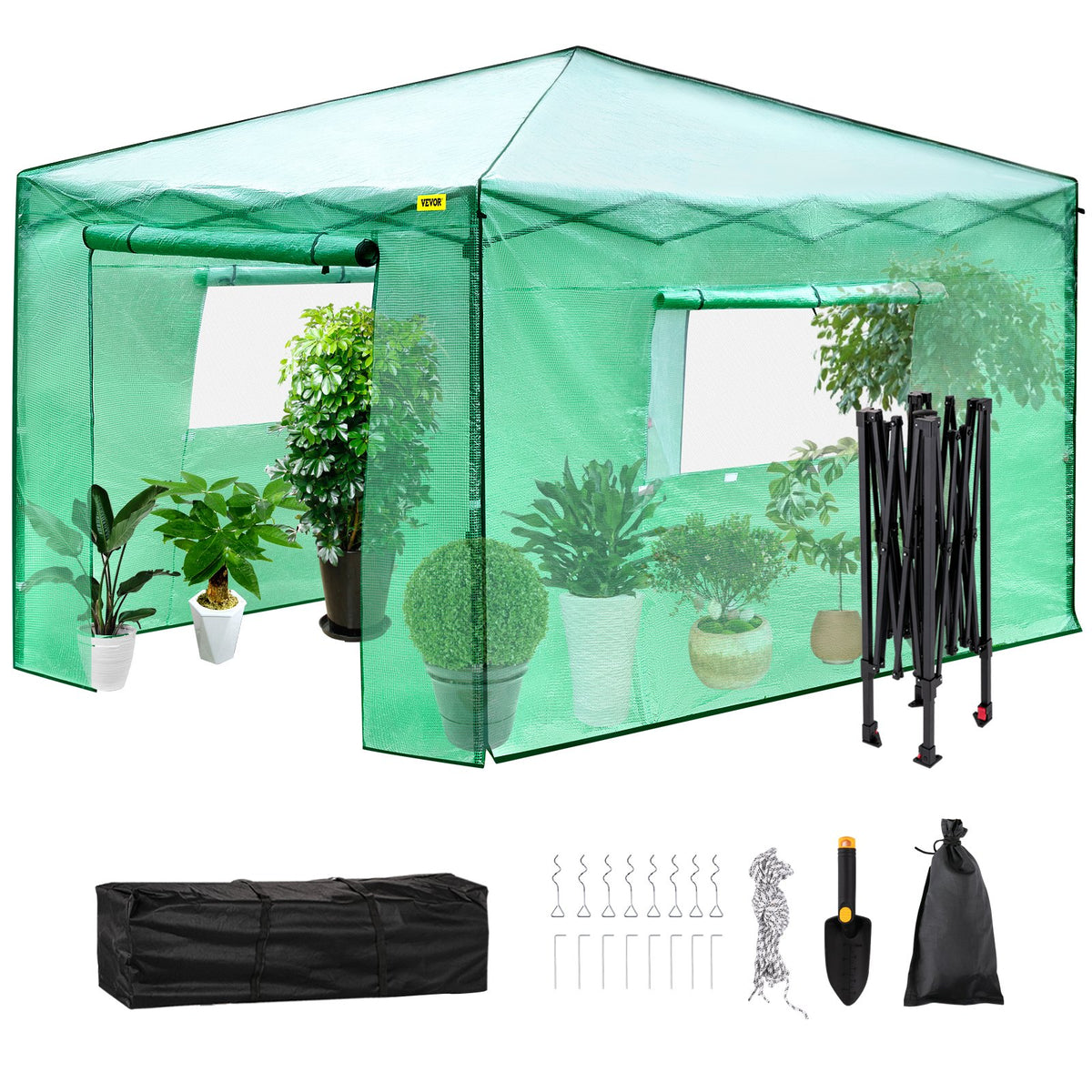 12\'x 8\'x 8\' Pop-Up Greenhouse, Set Up in Minutes, Portable Greenhouse with Doors & Windows. High Strength V952-ZDBXSHYW-128814R5V0
