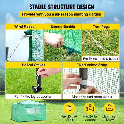 12\'x 8\'x 8\' Pop-Up Greenhouse, Set Up in Minutes, Portable Greenhouse with Doors & Windows. High Strength V952-ZDBXSHYW-128814R5V0