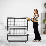 Rollaway Bed, 96.5 cm x 190 cm Folding Bed with 10 cm Mattress, Twin Size Foldable Bed with Sturdy Metal V952-ZDC38YC4INCHYORRBV0