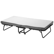 Rollaway Bed, 96.5 cm x 190 cm Folding Bed with 10 cm Mattress, Twin Size Foldable Bed with Sturdy Metal V952-ZDC38YC4INCHYORRBV0