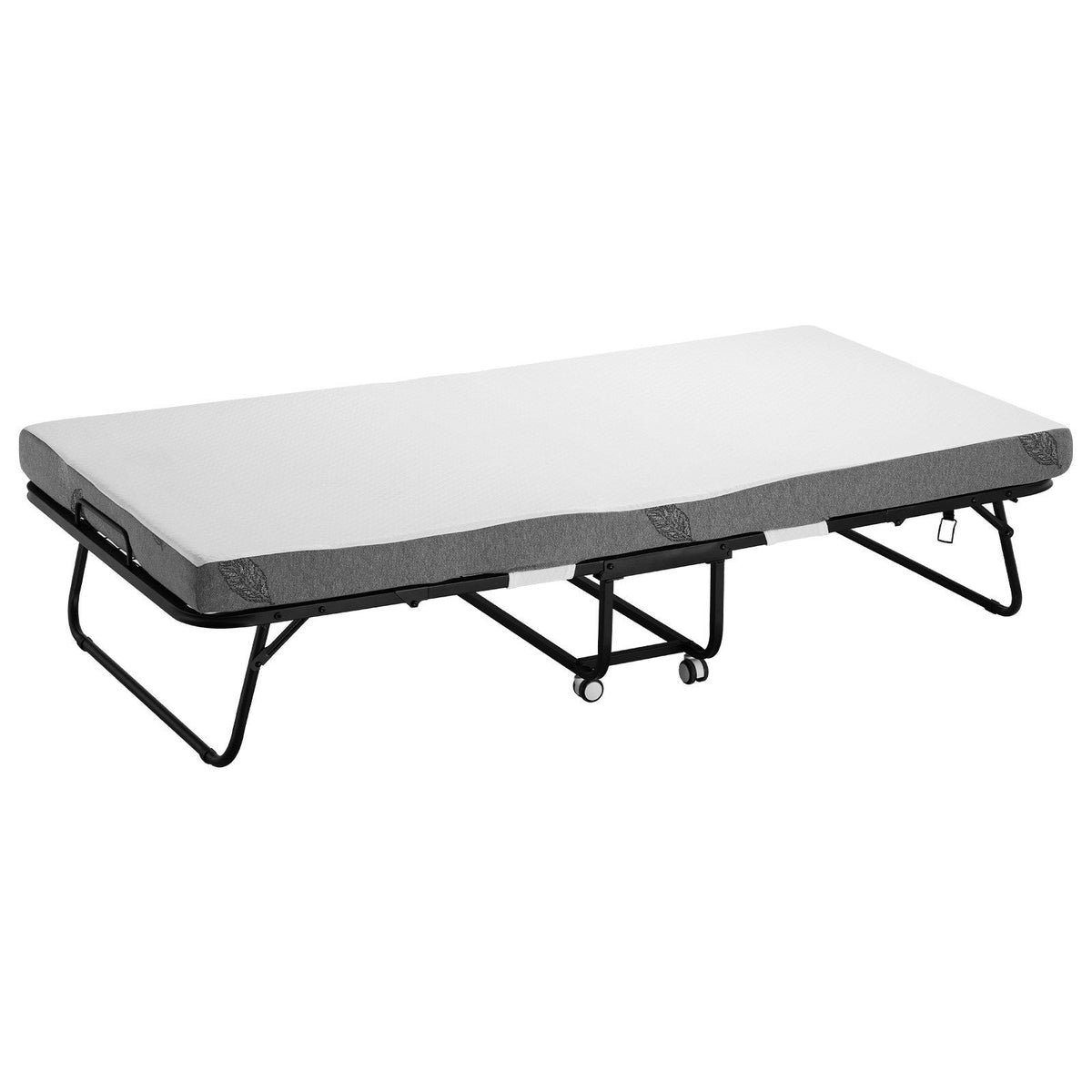 Rollaway Bed, 96.5 cm x 190 cm Folding Bed with 10 cm Mattress, Twin Size Foldable Bed with Sturdy Metal V952-ZDC38YC4INCHYORRBV0