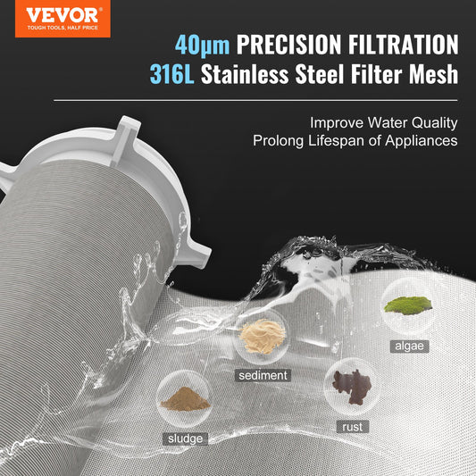 Spin Down Filter, 40 Micron Whole House Sediment Filter for Well Water, 1" G-M + 1 1/4" G-M, 8 T/H High Flow V952-ZDCXQZSGLQFC03MQTV9
