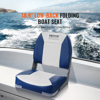 Boat Seat, 480 mm Low Back Boat Seat, Folding Boat Chair with Thickened Sponge Padding and Hinge, Fold-Down V952-ZDCZYDKB1J008NUH0V0