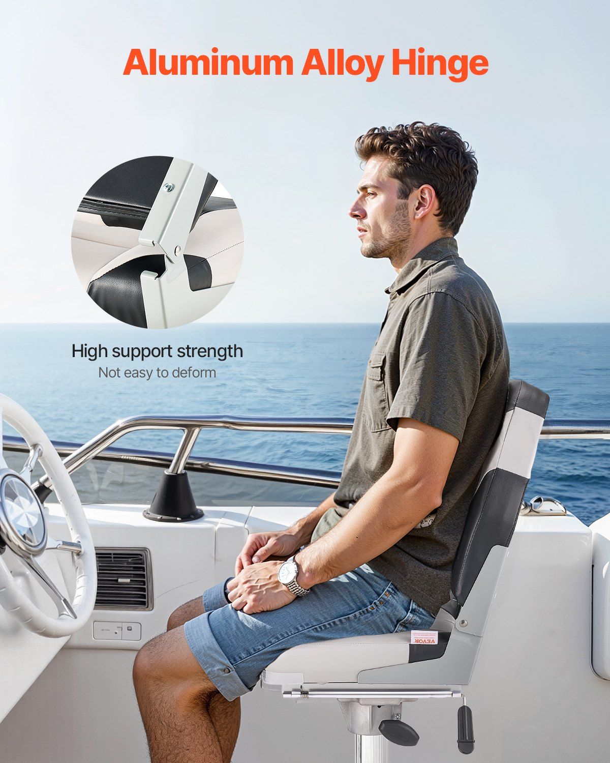 Boat Seat, High Backrest, Folding Fishing Boat Seat with Thickened Sponge Cushion & Waterproof PVC Leather, V952-ZDCZYGKB2JHHOSF4P001V0