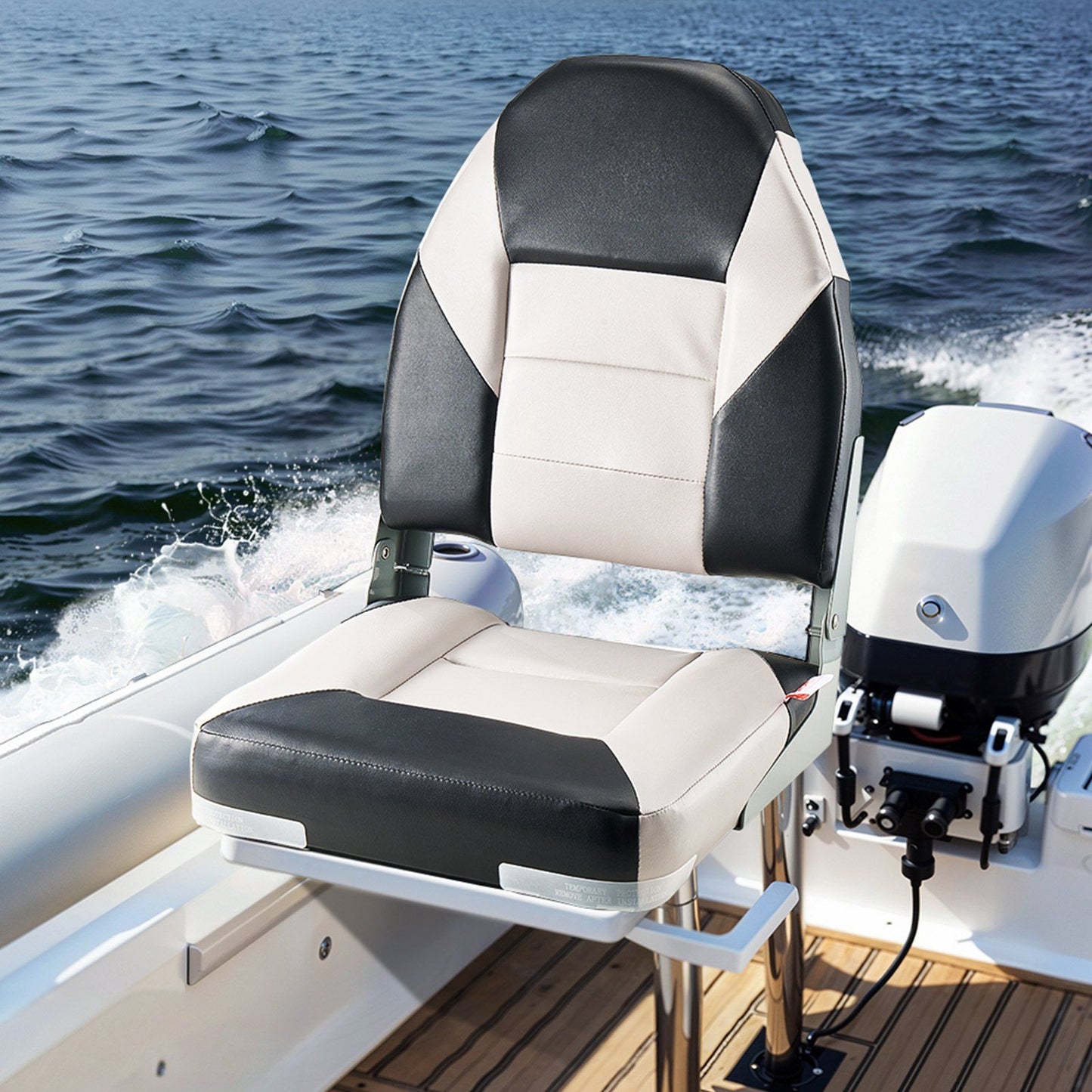 Boat Seat, High Backrest, Folding Fishing Boat Seat with Thickened Sponge Cushion & Waterproof PVC Leather, V952-ZDCZYGKB2JHHOSF4P001V0