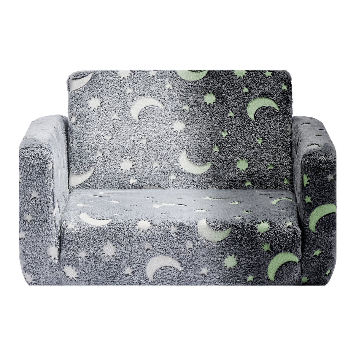 2-in-1 Kids Sofa, Foldable Toddler Soft Couch with Armrests, Glow in the Dark Kids Couch Fold Out with 28D V952-ZDETSFHSTAZMPAV8I001V0