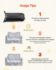 2-in-1 Kids Sofa, Foldable Toddler Soft Couch with Armrests, Glow in the Dark Kids Couch Fold Out with 28D V952-ZDETSFHSTAZMPAV8I001V0