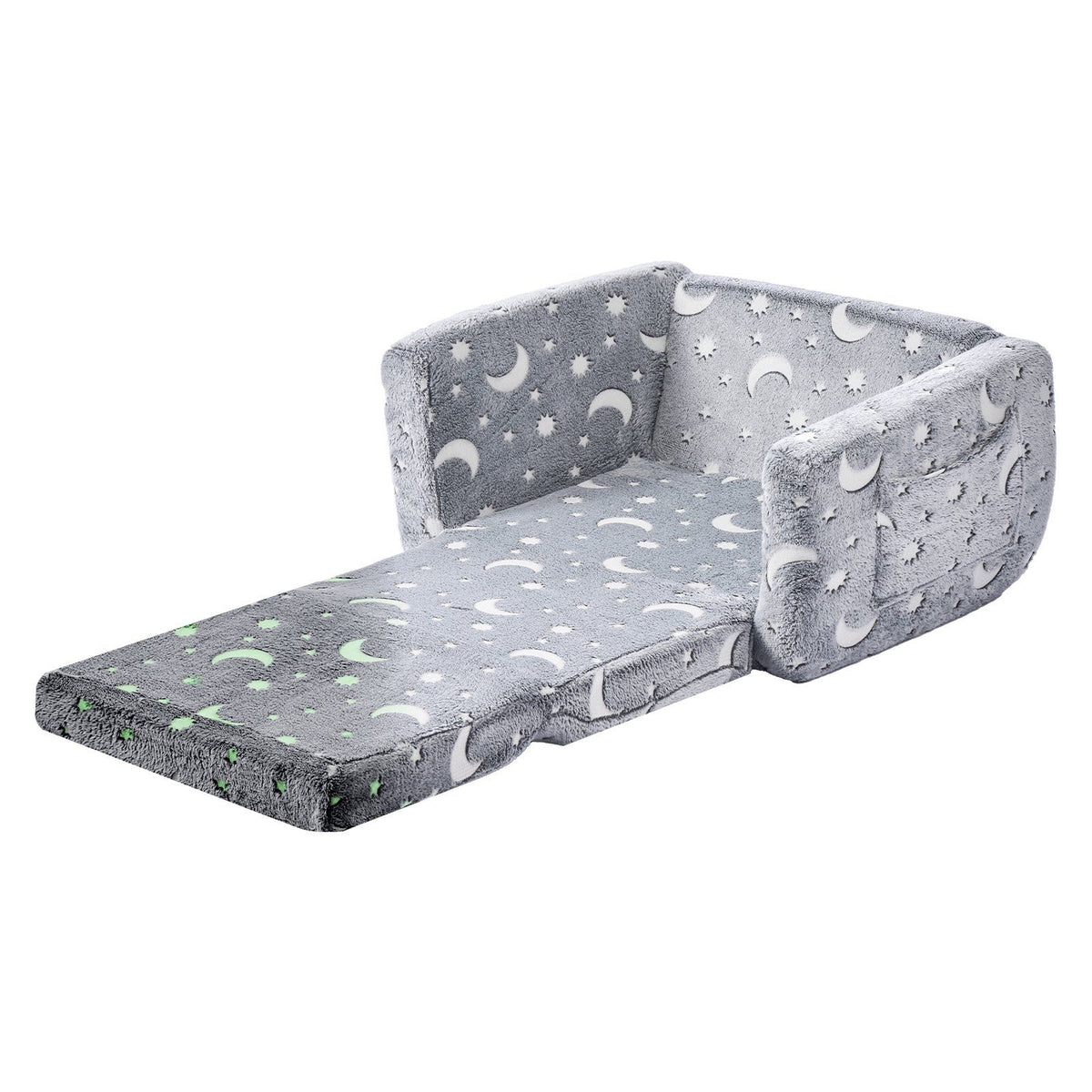 2-in-1 Kids Sofa, Foldable Toddler Soft Couch with Armrests, Glow in the Dark Kids Couch Fold Out with 28D V952-ZDETSFHSTAZMPAV8I001V0