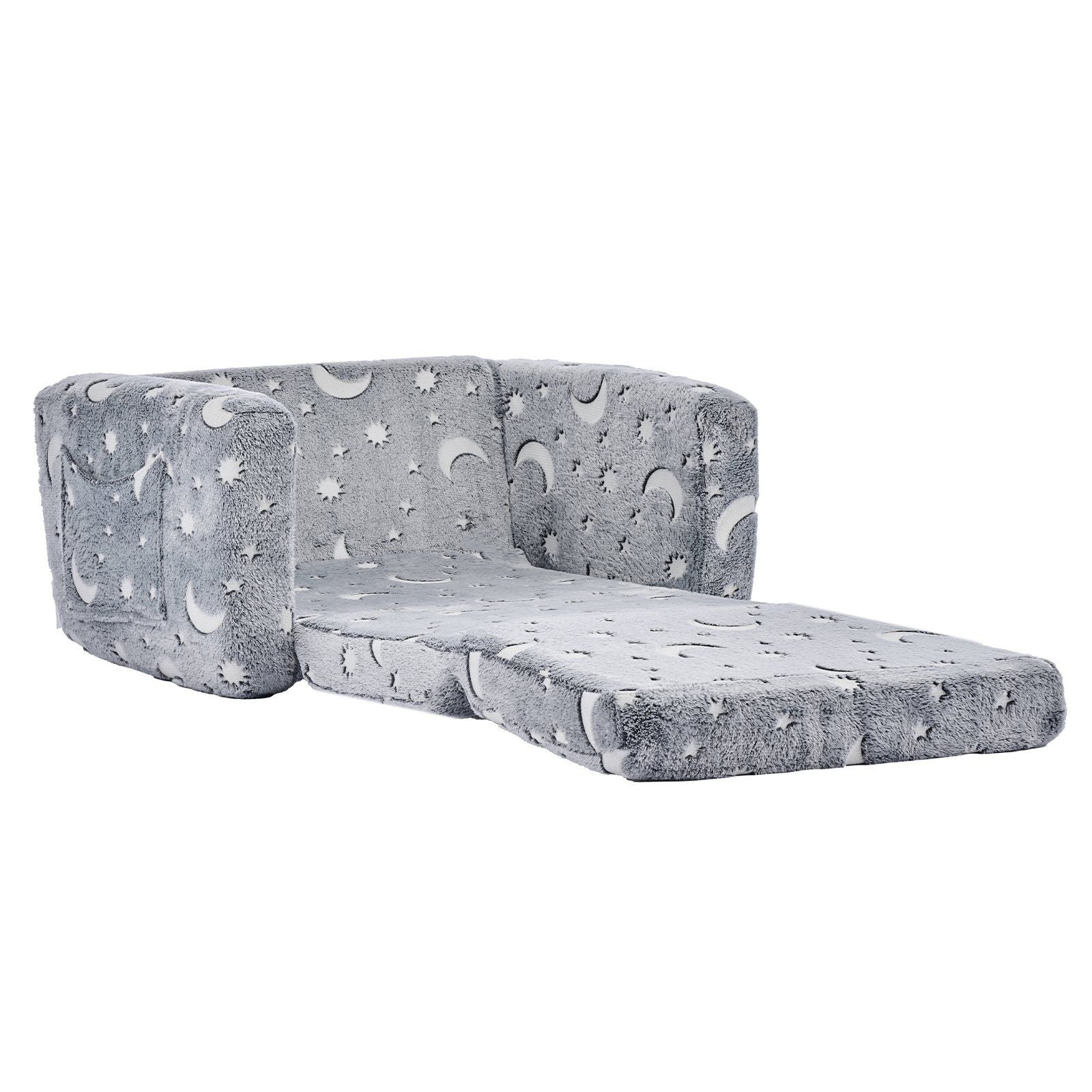2-in-1 Kids Sofa, Foldable Toddler Soft Couch with Armrests, Glow in the Dark Kids Couch Fold Out with 28D V952-ZDETSFHSTAZMPAV8I001V0