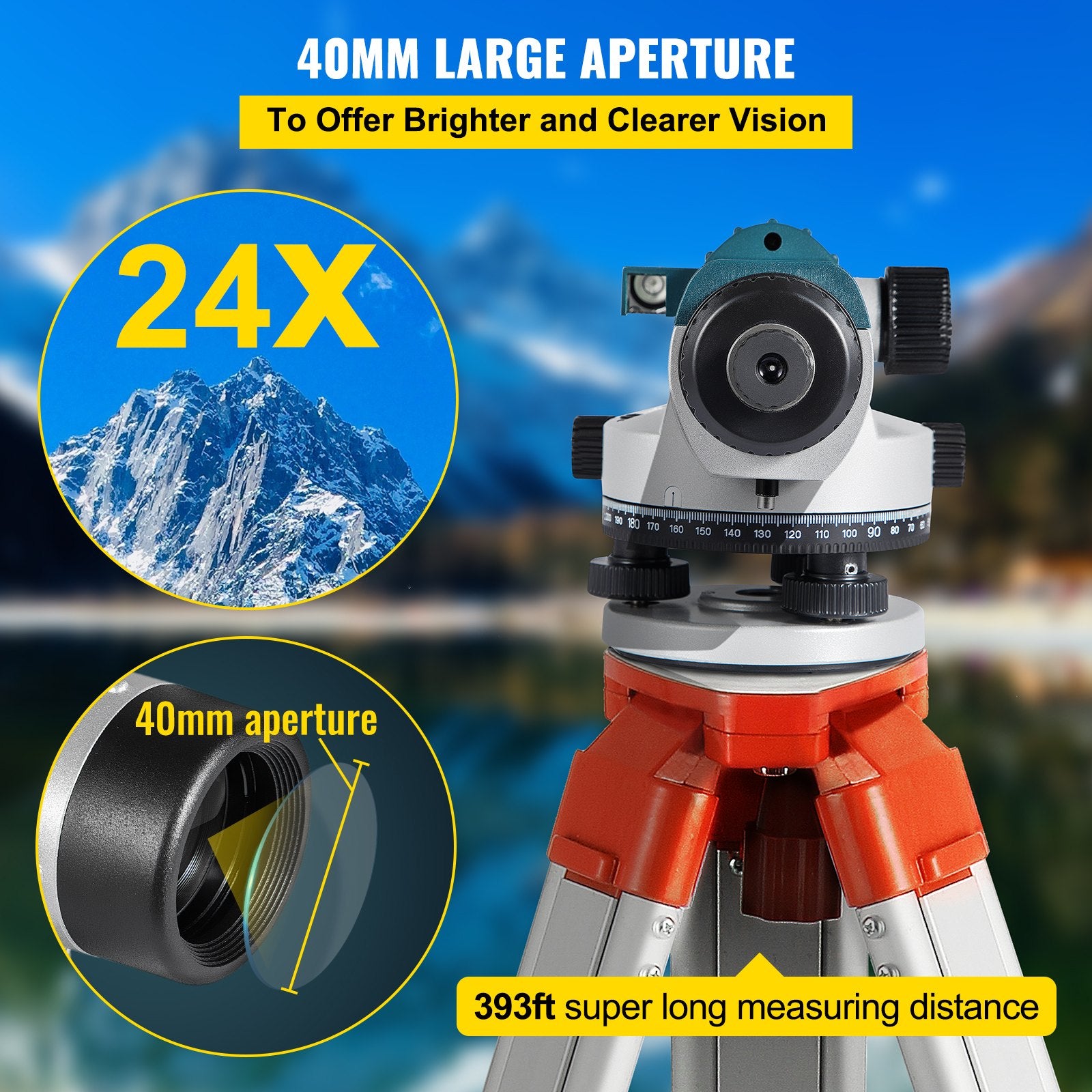 Automatic Optical Level 24X Optical Auto Level Kit High Precision Height/Distance/Angle Level Measure V952-ZDGXBSZY24M4FS1F1V0
