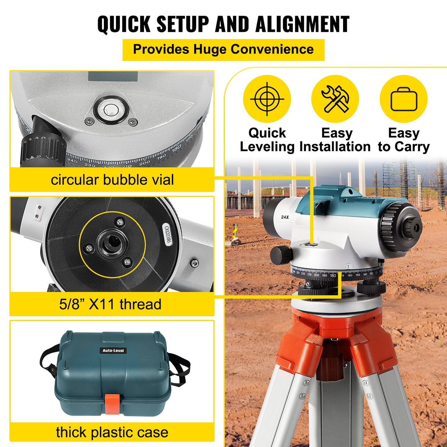 Automatic Optical Level 24X Optical Auto Level Kit High Precision Height/Distance/Angle Level Measure V952-ZDGXBSZY24M4FS1F1V0
