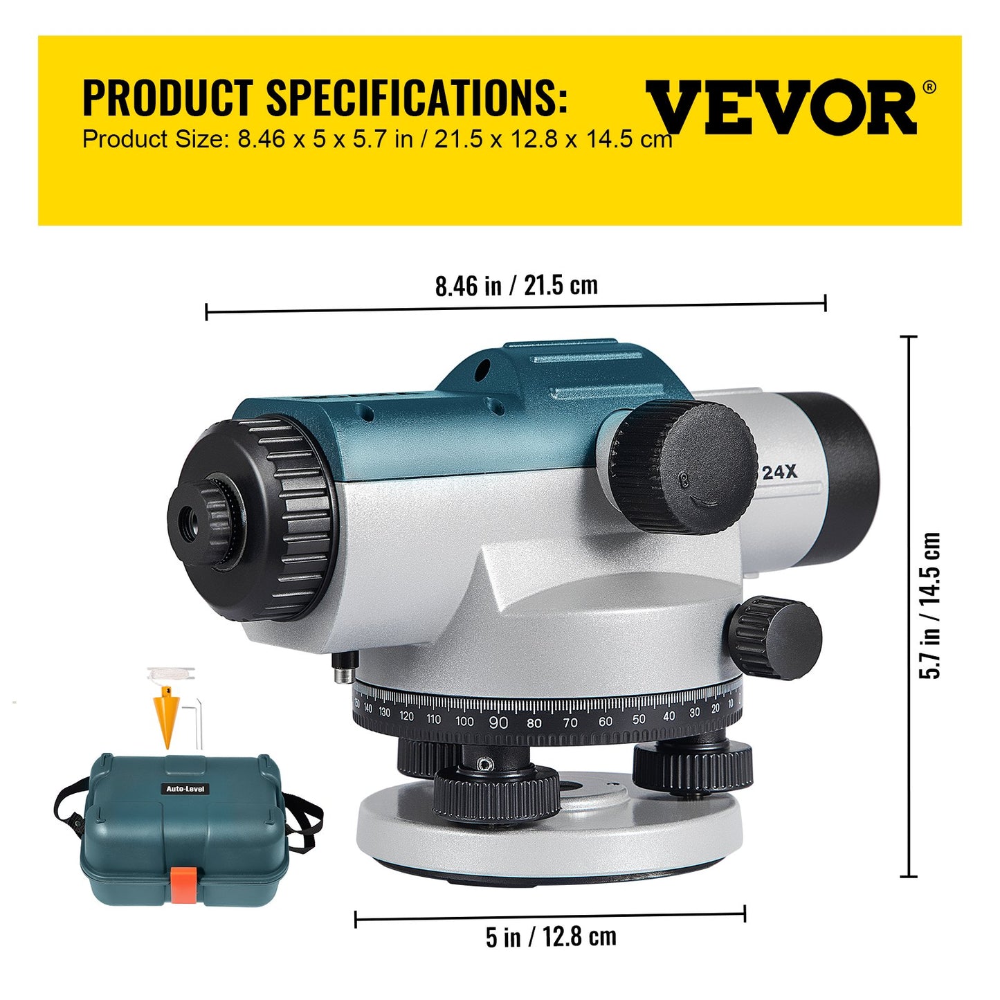 Automatic Optical Level 24X Optical Auto Level Kit High Precision Height/Distance/Angle Level Measure V952-ZDGXBSZY24M4FS1F1V0