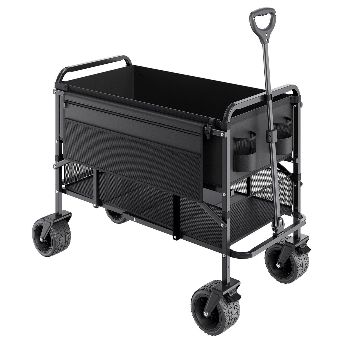 Double Decker Wagon Collapsible, 400L Heavy Duty Folding Wagon Cart, Extended Long Garden Cart with V952-ZDHYBXSSTCHS4GGRTV0