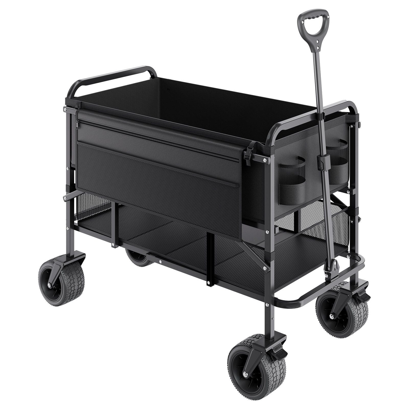 Double Decker Wagon Collapsible, 400L Heavy Duty Folding Wagon Cart, Extended Long Garden Cart with V952-ZDHYBXSSTCHS4GGRTV0